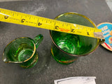 1909 Ohio States Fair Souvenir Glasses Emerald Gold Trim Collectible Antique Gre
