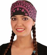 Chop top Pink and Brown headband with Rhinestones