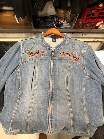 Harley Davidson Jean Jacket blue faded embordered HD across the front size 1w
