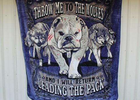 Faux fur Luxury Blanket Throw me to the wolves I will Return Leading the Pack queen size
