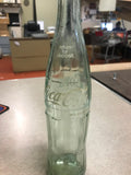 Vtg Coca-Cola Glass Bottle 16 Fl Oz  Embroided Light Green Tint