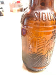 Vtg Brown Amber Glass Soda Bottle Sarsaparilla Sioux City Cowboy picture