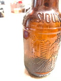Vtg Brown Amber Glass Soda Bottle Sarsaparilla Sioux City Cowboy picture