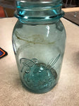 Ball Perfect Mason Blue tinted Glass Canning Mason Jar Lot of 2 No Lids