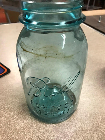 Ball Perfect Mason Blue tinted Glass Canning Mason Jar Lot of 2 No Lids