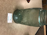 Atlas Mason's Patent Blue Tinted Glass Mason Canning Jar Melting Chipped