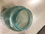 Atlas Mason's Patent Blue Tinted Glass Mason Canning Jar Melting Chipped