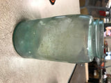 Atlas Mason's Patent Blue Tinted Glass Mason Canning Jar Melting Chipped