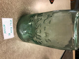 Atlas Mason's Patent Blue Tinted Glass Mason Canning Jar Has Various Bubbles