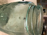 Atlas Mason's Patent Blue Tinted Glass Mason Canning Jar Has Various Bubbles