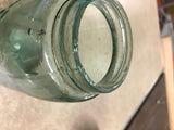 Atlas Mason's Patent Blue Tinted Glass Mason Canning Jar Has Various Bubbles
