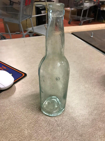 Vtg Glass Liquor Bottle 7 Nb On Bottom Has Bubbles And Blueish Tint