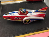 vintage 1960 repop tin mf-742 rocket racer ship Friction Toy Pressed steel