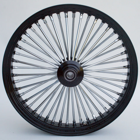 New Black Chrome 48 King Spoke 21" x 2.15" Single Disc Wheel Harley Narrow Glide