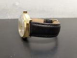 Vtg Rivington Electra 23 Quartzarama Men's Wristwatch Leather Band Gold Bezel