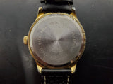 Vtg Rivington Electra 23 Quartzarama Men's Wristwatch Leather Band Gold Bezel