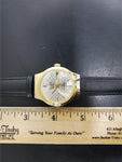 Vtg Rivington Electra 23 Quartzarama Men's Wristwatch Leather Band Gold Bezel