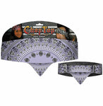 Lilac Purple Rhinestones Paisley Chop Top Bandanna Head Wrap Sweatband Headband