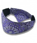 Purple Paisley Rhinestones Chop Top Biker Headband Bandanna Sweatband Head Wrap