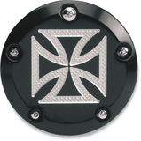 Accutronix Timer Points Cover Harley Maltese Cross Black Dyna FLH Softail FXD