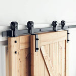 SMARTSTANDARD 5 Feet Bypass Sliding Barn Door Hardware Kit For Double Wood Doors
