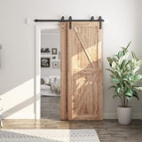 SMARTSTANDARD 5 Feet Bypass Sliding Barn Door Hardware Kit For Double Wood Doors