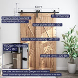 SMARTSTANDARD 5 Feet Bypass Sliding Barn Door Hardware Kit For Double Wood Doors