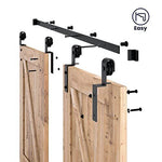 SMARTSTANDARD 5 Feet Bypass Sliding Barn Door Hardware Kit For Double Wood Doors