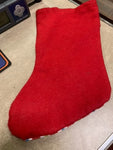 Used Stocking "Have a SWEET Holiday" Red Candy Cane Striped with Cloth Hook