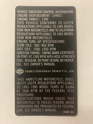 NOS Original Harley 14080-84 Bar & Shield Restoration Decal Sticker Vintage