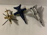 Diecast Military Airplanes ERTL US Navy F-14, Blue Angels F-18A, Russian KA-50