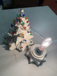 White Ceramic Christmas Tree Illuminated Colorful Decoration Holiday