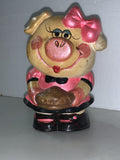 Cute Pink Piggy Bank Little Girl Pig w Bow Ballerina