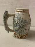 Beautiful Winter Woodland Wolves Beer Stein Ceramic Sculpted Collectible