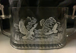 James Meger German Glass Bald Eagle Beer Stein Fine Pewter Eagle Lid 7-1/4”
