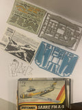 Vintage Military Airplane Kits TBM-3 Avenger, Sabre F86 A/5, Harrier HS.MK-1