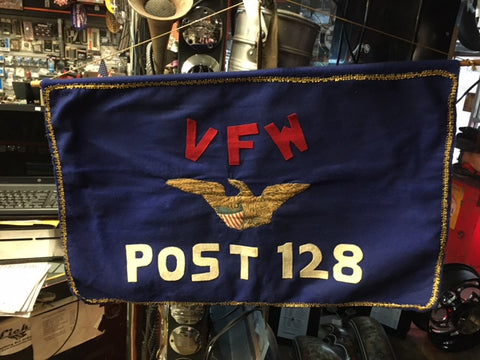 Vintage VFW Banner Felt Post 128 Rochester Pa Veterans WW2 Korean Vietnam Sign