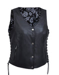 COWHIDE SKIN Ladies Leather Vest with Black Liner